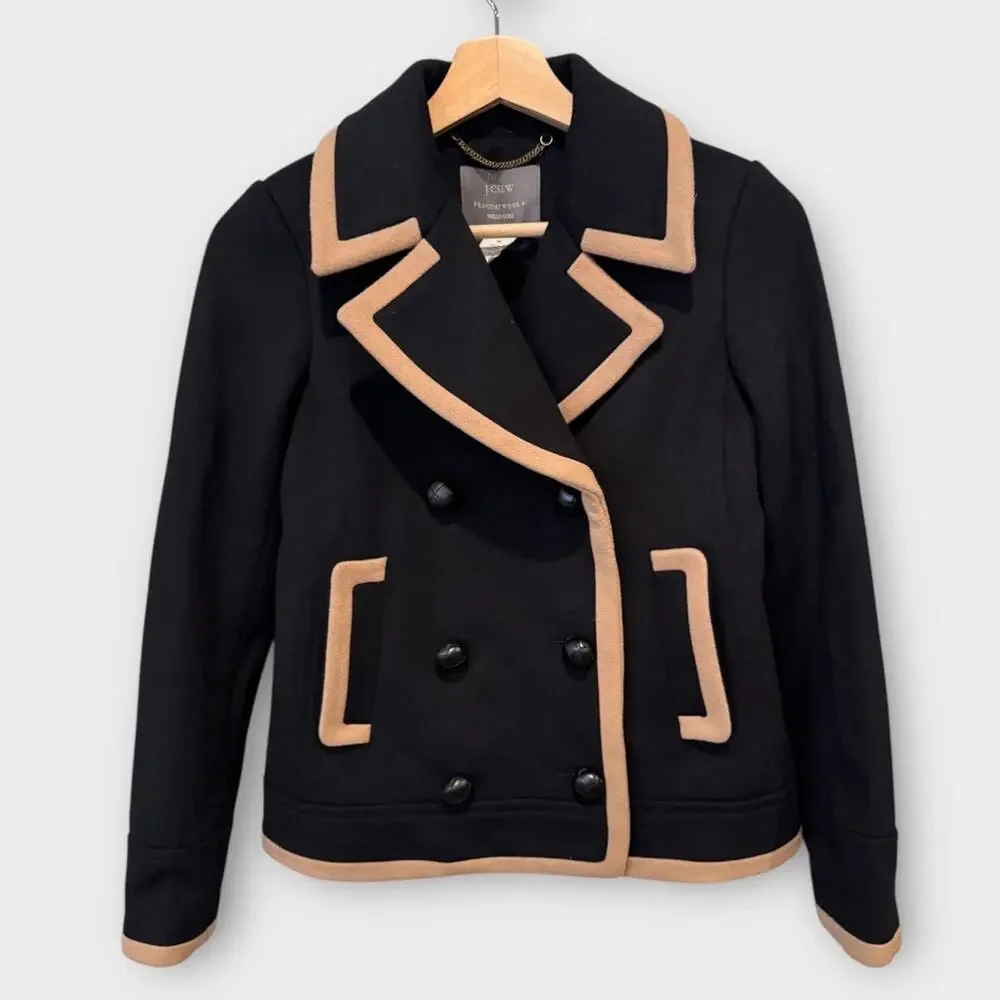 J. Crew Peacoat Wool by Nello Gori black tan Size 00
